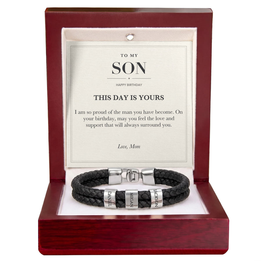 To My Son Birthday Personalized Name Bracelet - This Day Is Yours