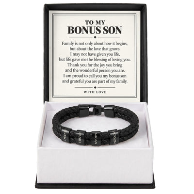 Load image into Gallery viewer, To My Bonus Son Personalized Name Bracelet - The Blessing of Loving You
