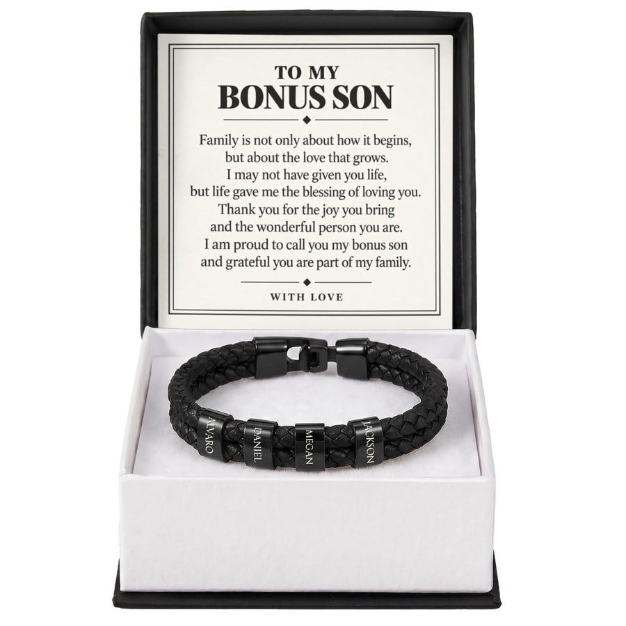 To My Bonus Son Personalized Name Bracelet - The Blessing of Loving You