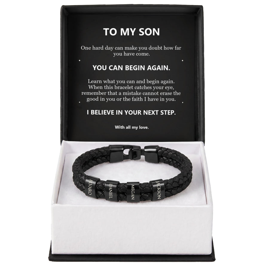 To My Son, You Can Begin Again - Personalized Name Bracelet