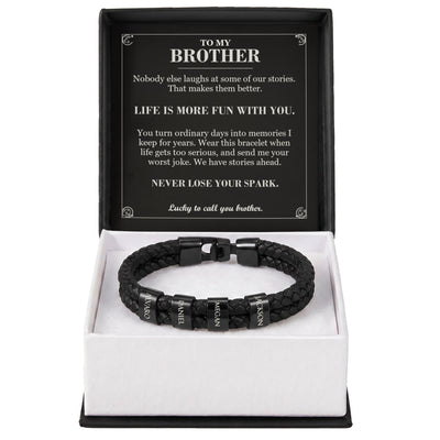 Load image into Gallery viewer, To My Brother, Life Is More Fun with You - Personalized Name Bracelet
