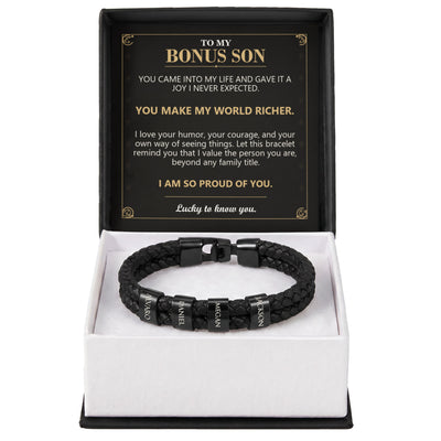 Load image into Gallery viewer, To My Bonus Son, You Make My World Richer - Personalized Name Bracelet

