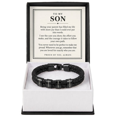 Load image into Gallery viewer, To My Son Personalized Name Bracelet - Proud of You Always
