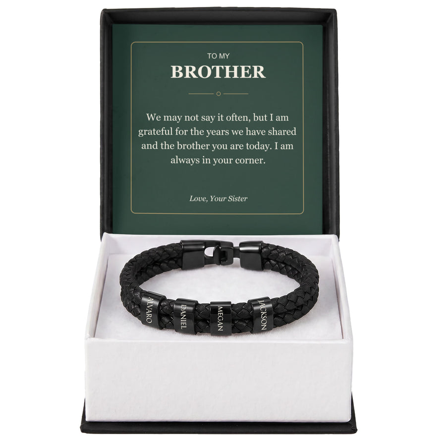 To My Brother, Always in Your Corner - Personalized Name Bracelet
