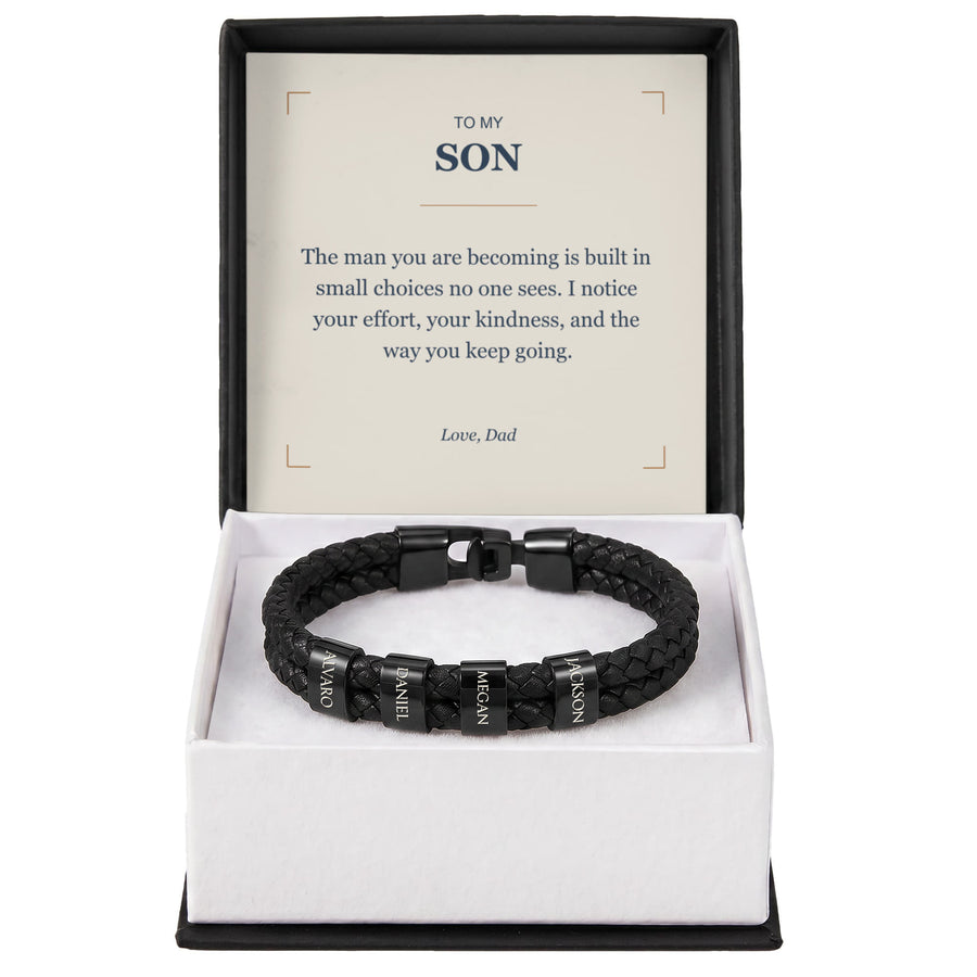 To My Son, The Man You Are Becoming - Personalized Name Bracelet