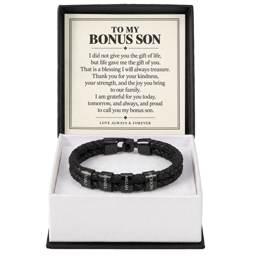 To My Bonus Son Personalized Name Bracelet - Life Gave Me the Gift of You