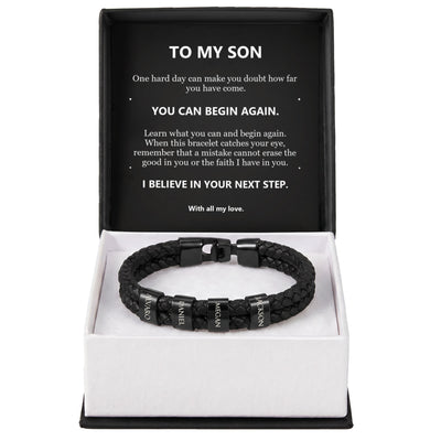 Load image into Gallery viewer, To My Son, You Can Begin Again - Personalized Name Bracelet
