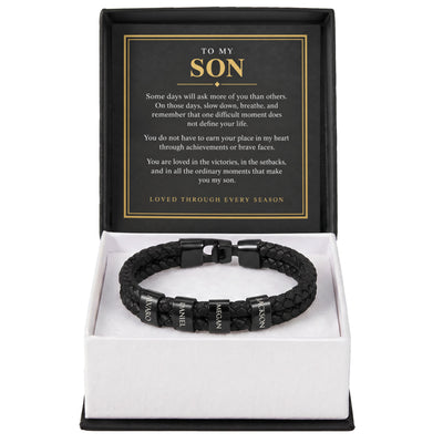 Load image into Gallery viewer, To My Son Personalized Name Bracelet - Loved Through Every Season
