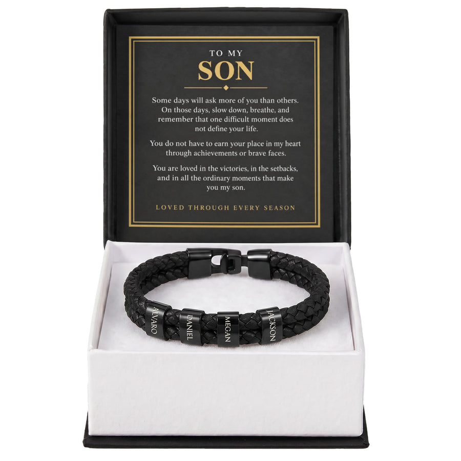 To My Son Personalized Name Bracelet - Loved Through Every Season