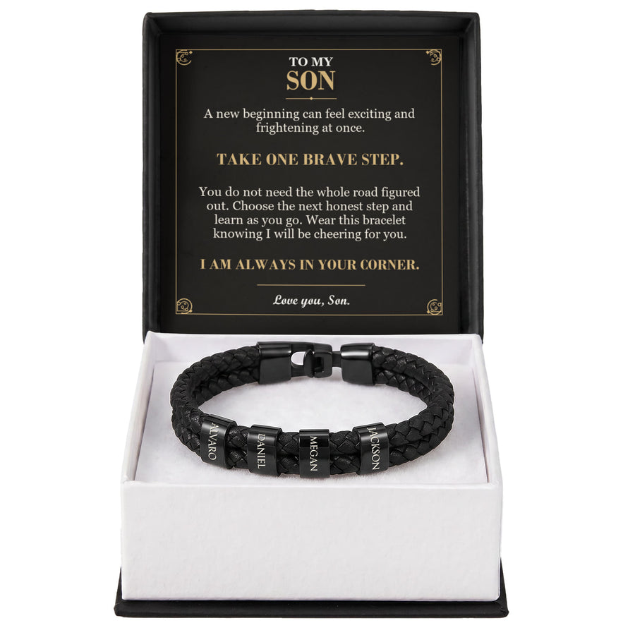 To My Son, Take One Brave Step - Personalized Name Bracelet