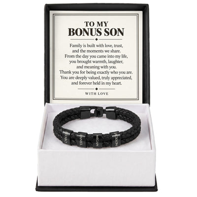 Load image into Gallery viewer, To My Bonus Son Personalized Name Bracelet - Forever Held in My Heart
