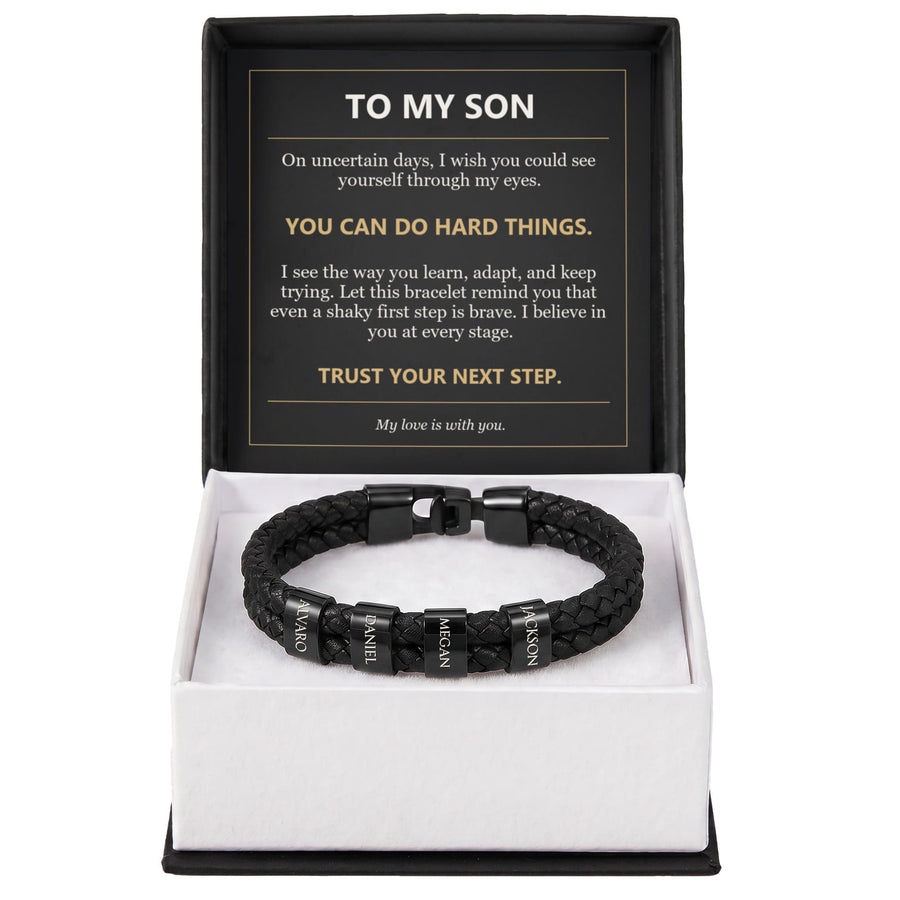 To My Son, You Can Do Hard Things - Personalized Name Bracelet