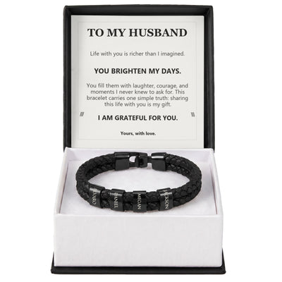 Load image into Gallery viewer, To My Husband, You Brighten My Days - Personalized Name Bracelet
