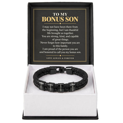 Load image into Gallery viewer, To My Bonus Son Personalized Name Bracelet - Proud to Call You Family
