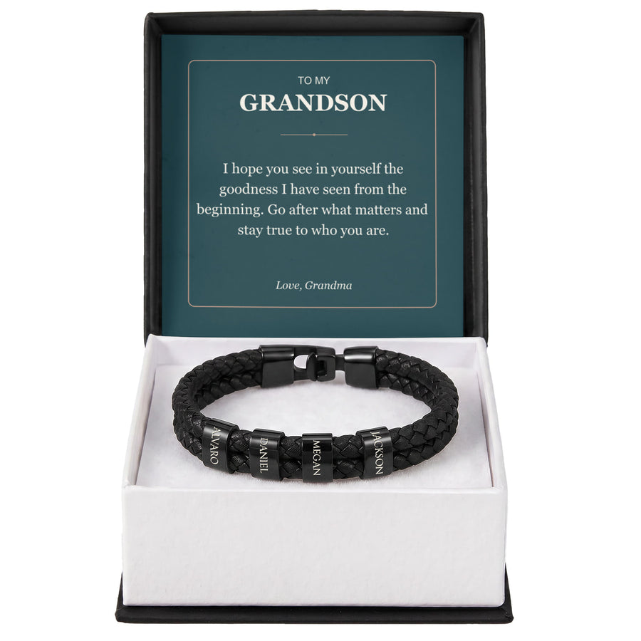 To My Grandson, Stay True to Yourself - Personalized Name Bracelet