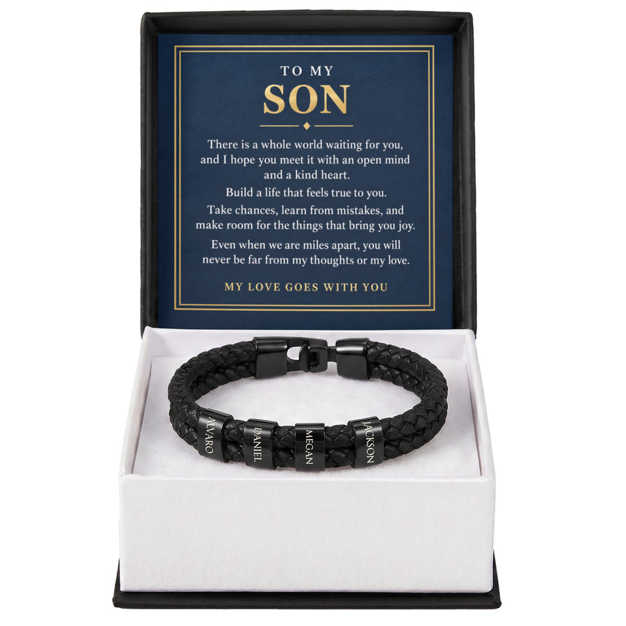 To My Son Personalized Name Bracelet - My Love Goes With You
