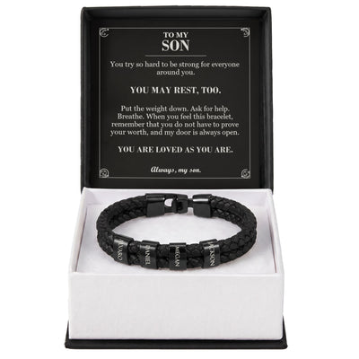 Load image into Gallery viewer, To My Son, You May Rest Too - Personalized Name Bracelet
