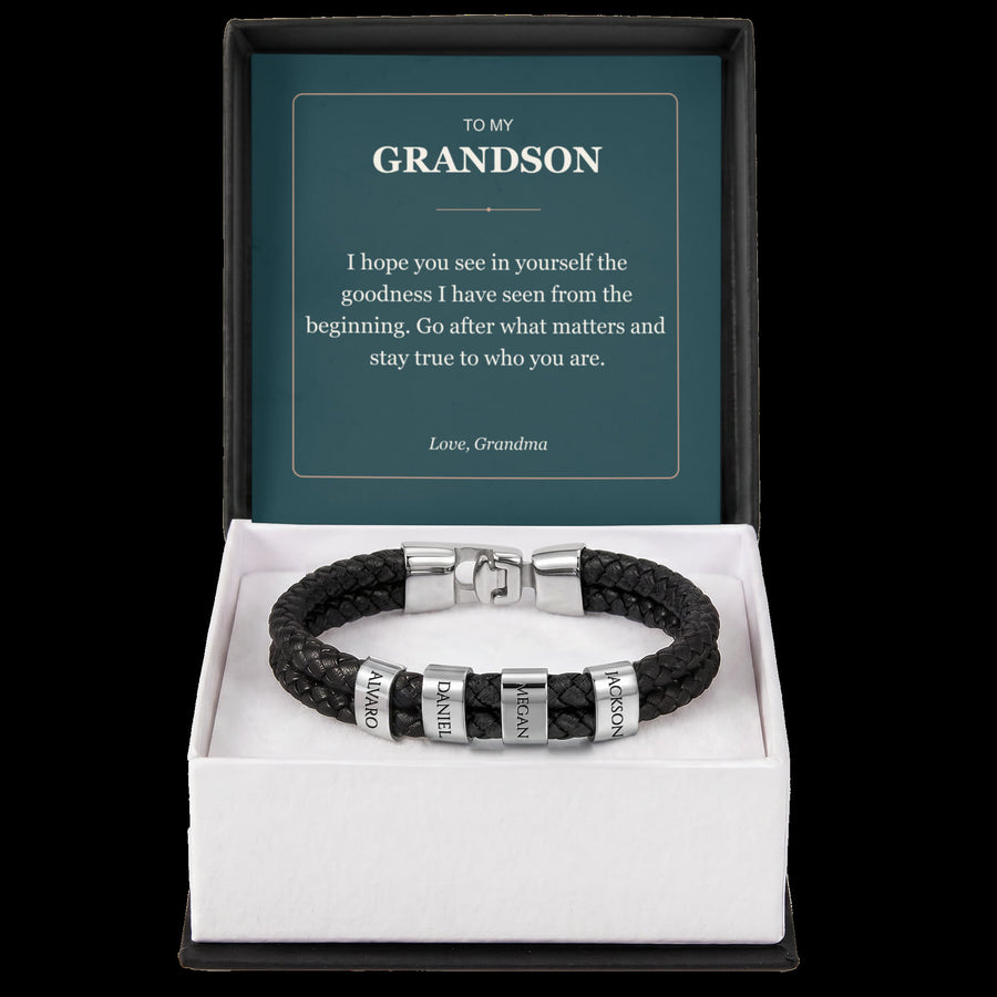 To My Grandson, Stay True to Yourself - Personalized Name Bracelet