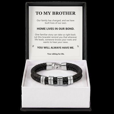 Load image into Gallery viewer, To My Brother, Home Lives in Our Bond - Personalized Name Bracelet
