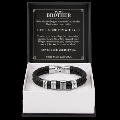 Load image into Gallery viewer, To My Brother, Life Is More Fun with You - Personalized Name Bracelet
