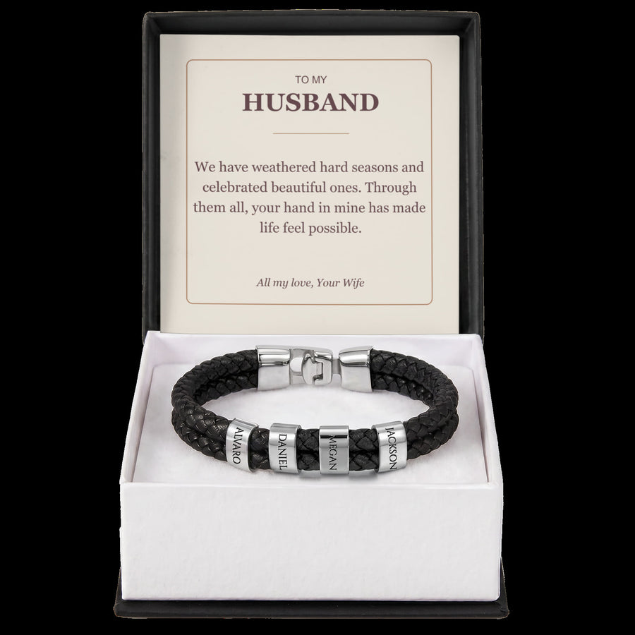 To My Husband, Through Every Season - Personalized Name Bracelet