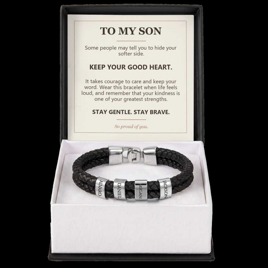 To My Son, Keep Your Good Heart - Personalized Name Bracelet