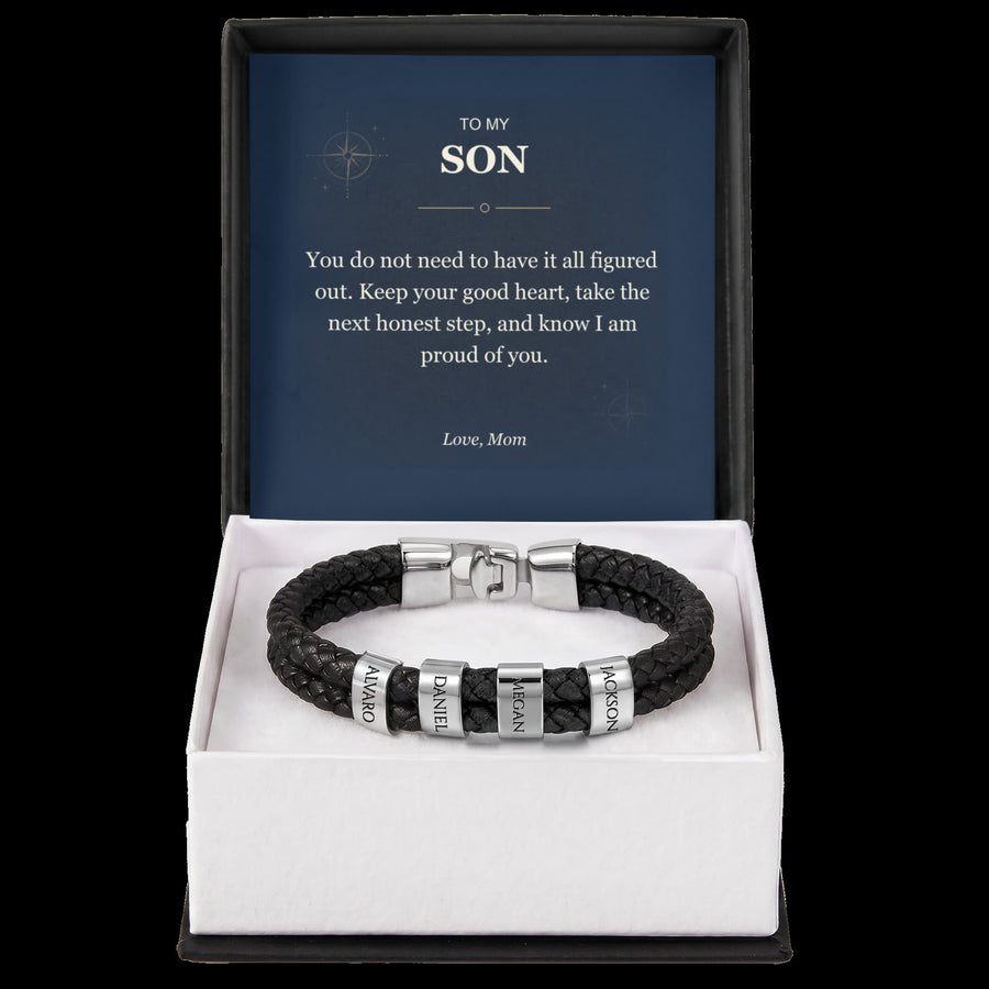 To My Son, Proud of Your Next Step - Personalized Name Bracelet