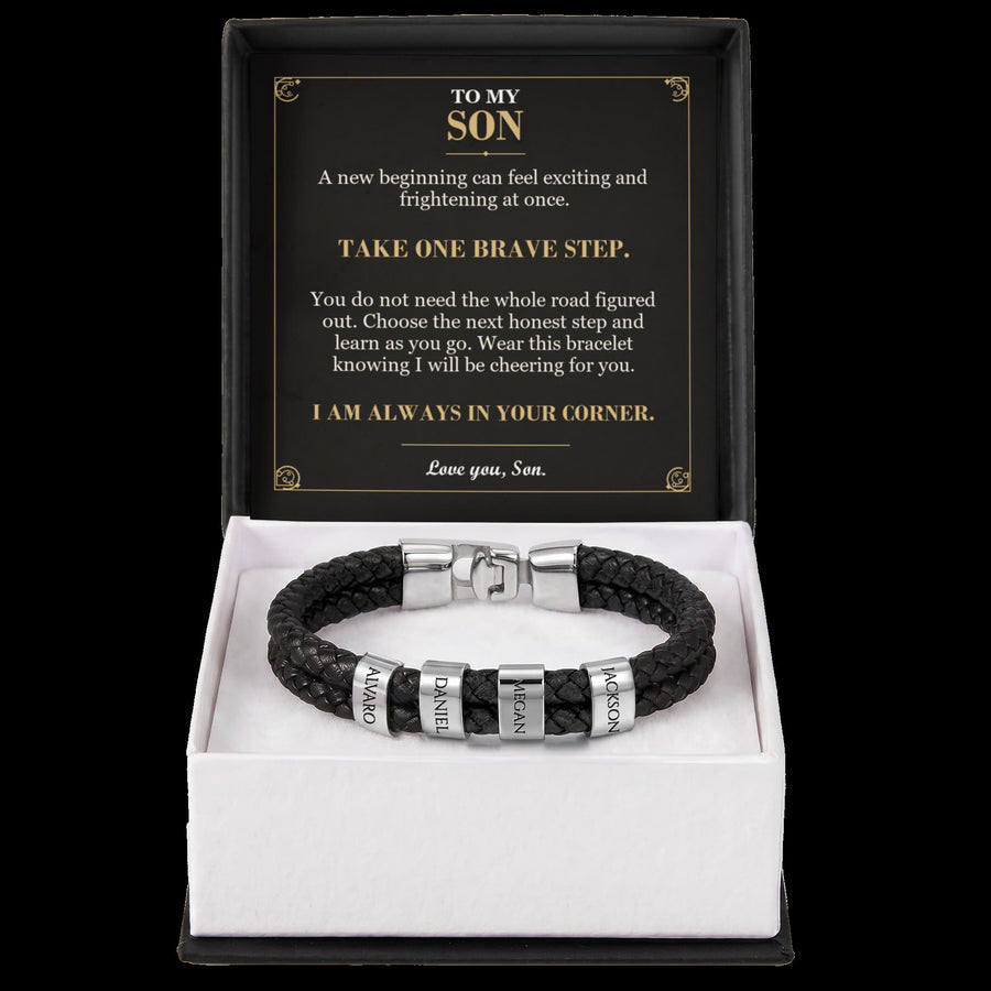 To My Son, Take One Brave Step - Personalized Name Bracelet