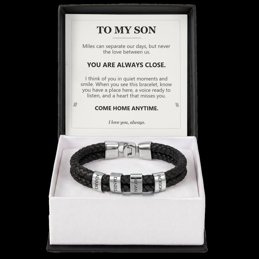 To My Son, You Are Always Close - Personalized Name Bracelet
