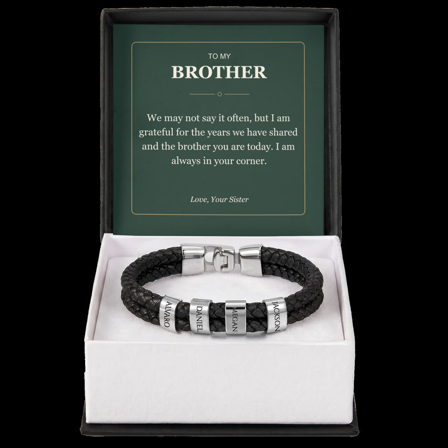 To My Brother, Always in Your Corner - Personalized Name Bracelet