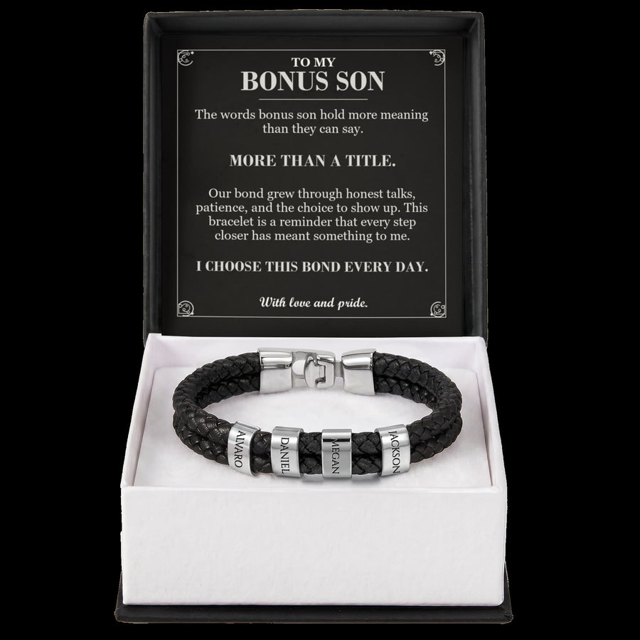 To My Bonus Son, More Than a Title - Personalized Name Bracelet