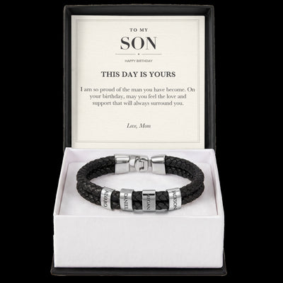 Load image into Gallery viewer, To My Son Birthday Personalized Name Bracelet - This Day Is Yours
