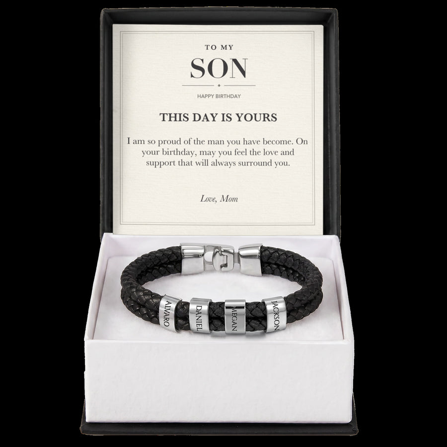 To My Son Birthday Personalized Name Bracelet - This Day Is Yours