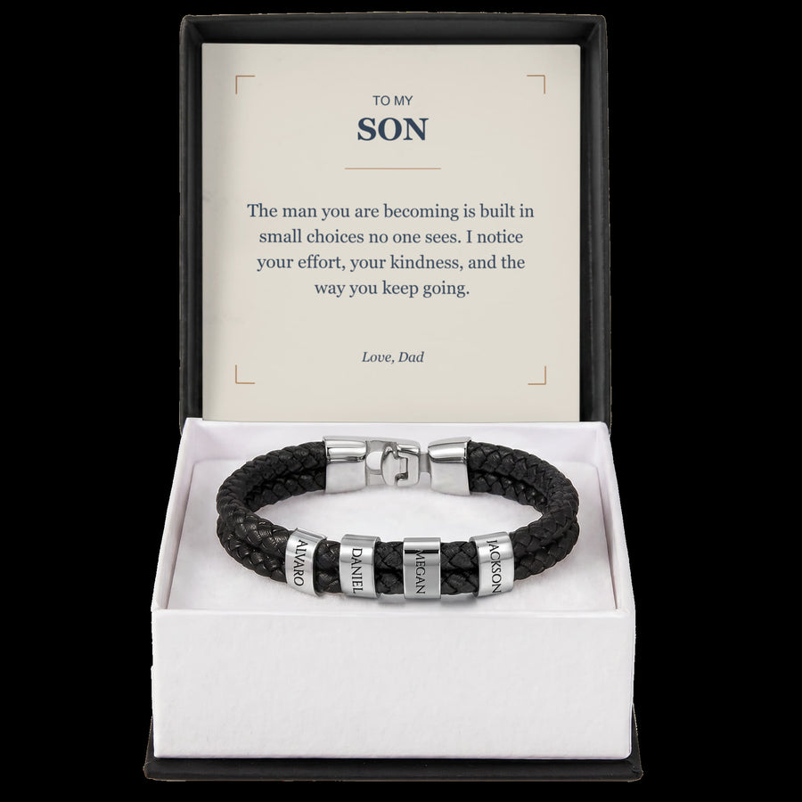 To My Son, The Man You Are Becoming - Personalized Name Bracelet