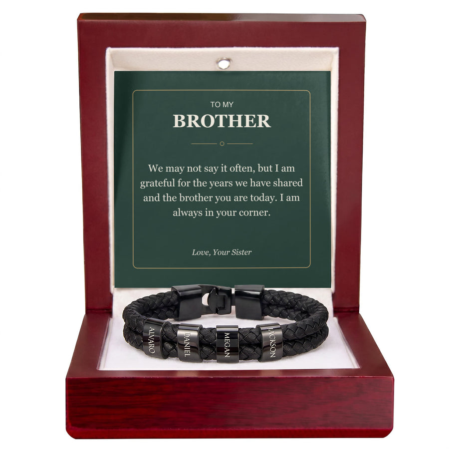 To My Brother, Always in Your Corner - Personalized Name Bracelet