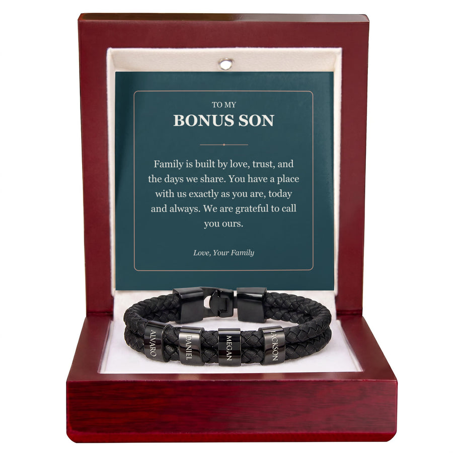 To My Bonus Son, You Belong With Us - Personalized Name Bracelet