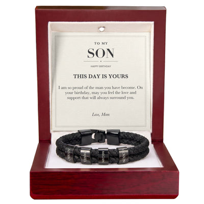 Load image into Gallery viewer, To My Son Birthday Personalized Name Bracelet - This Day Is Yours
