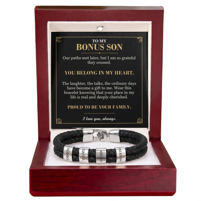 Load image into Gallery viewer, To My Bonus Son, You Belong in My Heart - Personalized Name Bracelet
