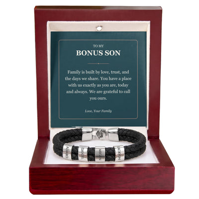 Load image into Gallery viewer, To My Bonus Son, You Belong With Us - Personalized Name Bracelet
