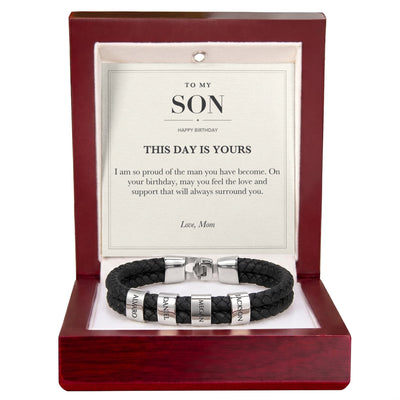 Load image into Gallery viewer, To My Son Birthday Personalized Name Bracelet - This Day Is Yours
