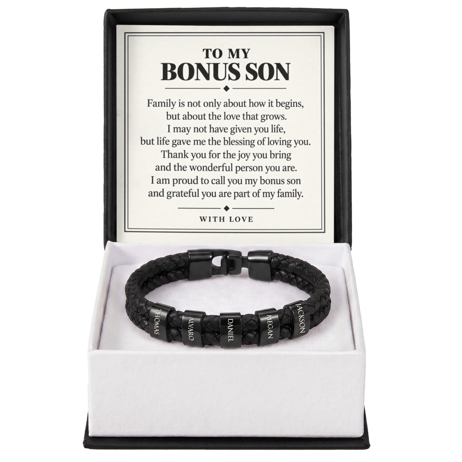 To My Bonus Son Personalized Name Bracelet - The Blessing of Loving You