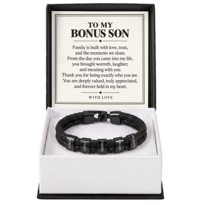 Load image into Gallery viewer, To My Bonus Son Personalized Name Bracelet - Forever Held in My Heart

