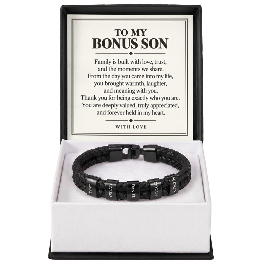 To My Bonus Son Personalized Name Bracelet - Forever Held in My Heart