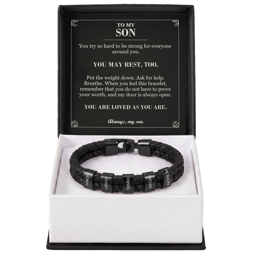 To My Son, You May Rest Too - Personalized Name Bracelet