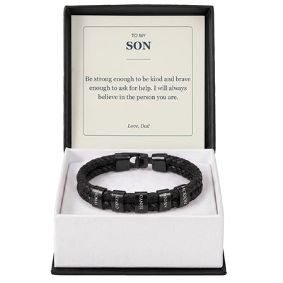 Load image into Gallery viewer, To My Son, Strong Enough to Be Kind - Personalized Name Bracelet
