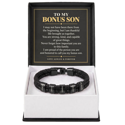 Load image into Gallery viewer, To My Bonus Son Personalized Name Bracelet - Proud to Call You Family
