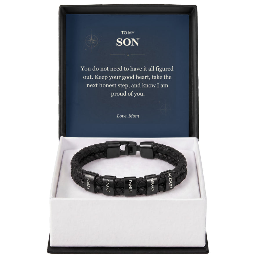 To My Son, Proud of Your Next Step - Personalized Name Bracelet