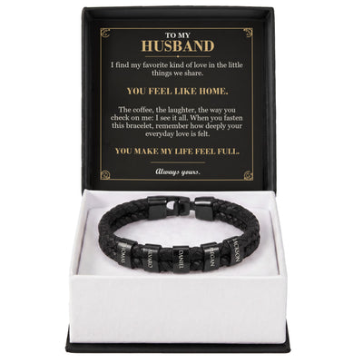 Load image into Gallery viewer, To My Husband, You Feel Like Home - Personalized Name Bracelet
