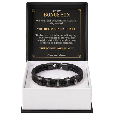 Load image into Gallery viewer, To My Bonus Son, You Belong in My Heart - Personalized Name Bracelet
