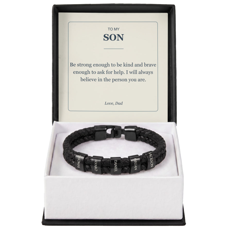 To My Son, Strong Enough to Be Kind - Personalized Name Bracelet